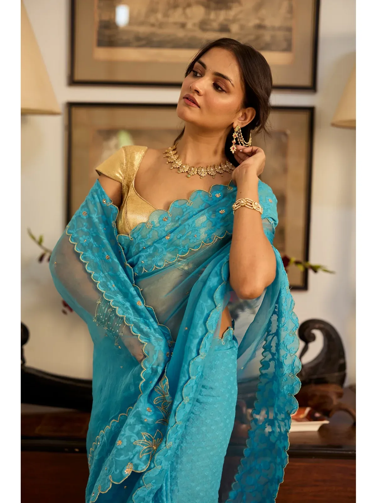 Neesa Organza Sari, view 1