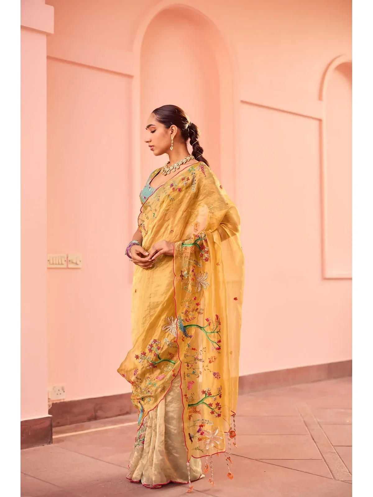 Amira Silk Tissue Sari, view 2