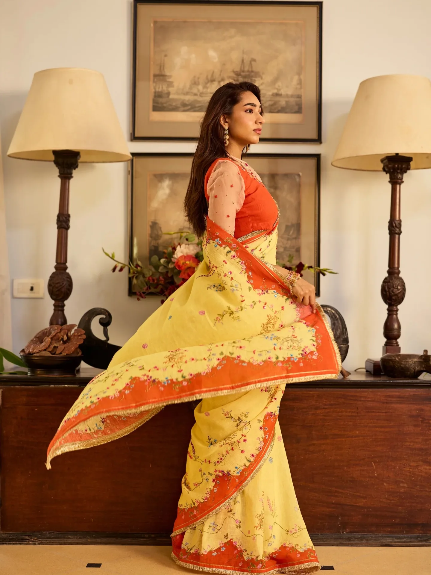 Nisha Linen Sari, view 3