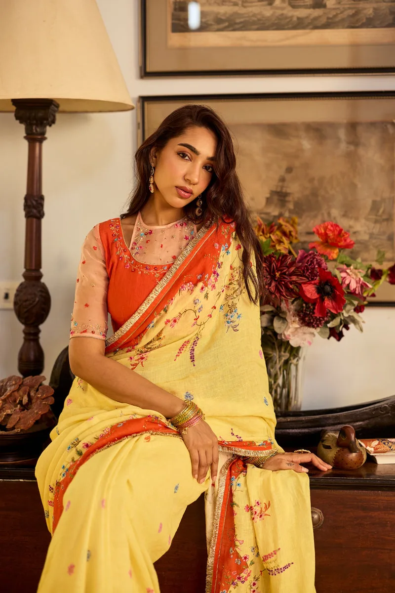 Elegant sari with handcrafted detailing